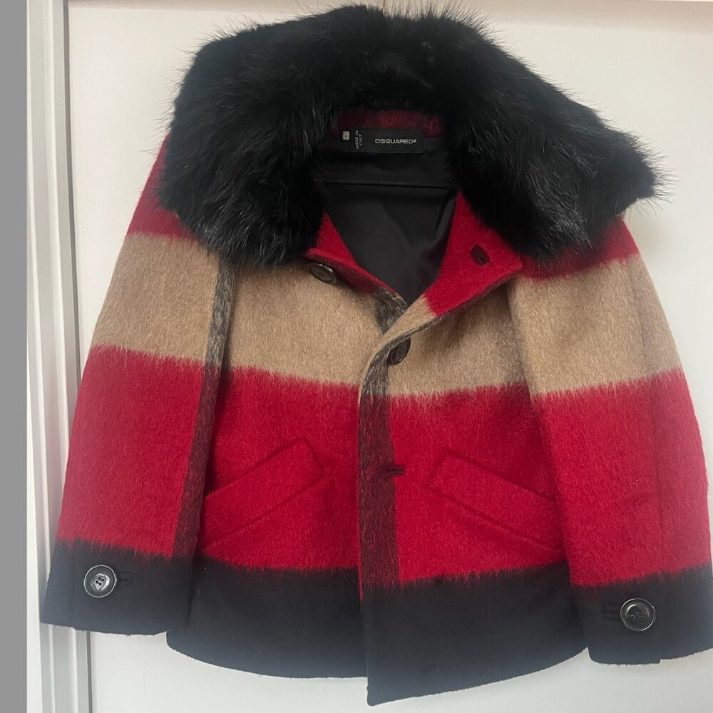 2000s Real Fur Collar DSQUARED2 Wool Jacket